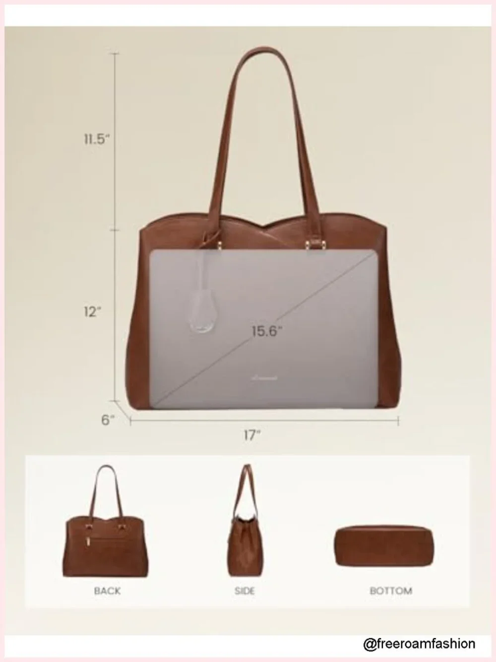 Vintage Leather Work Tote Bag - Large 15.6